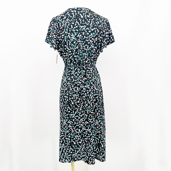 Leith Floral Wrap Dress Short Sleeve Midi M Tie Waist Lightweight Spring Summer - Picture 2 of 8